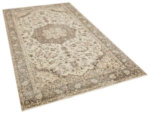 Vintage Tumbled Hand-Knotted Rug - 158 x 262 cm - Colorful Rugs & Carpets, Wool Rectangular Rugs 