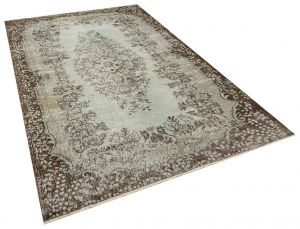 Real Hand-Knotted Tumbled Vintage Rug - 171 x 271 cm - Colorful Rugs & Carpets, Wool Rectangular Rugs 