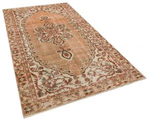 Vintage Tumbled Hand-Knotted Rug - 157 x 273 cm - Colorful Rugs & Carpets, Wool Rectangular Rugs 