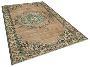 Classic Modern Vintage Tumbled Hand-Knotted Rug - 179 x 276 cm - Colorful Rugs & Carpets, Wool Rectangular Rugs 