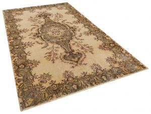 Real Hand-Knotted Tumbled Vintage Rug - 170 x 282 cm - Colorful Rugs & Carpets, Wool Rectangular Rugs 