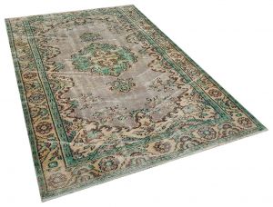 Unique Anatolian Vintage Hand-Knotted Tumbled Rug - 161 x 252 cm - Colorful Rugs & Carpets, Wool Rectangular Rugs 