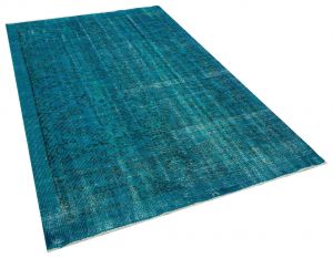 Vintage Tumbled Hand-Knotted Rug - 151 x 244 cm - Colorful Rugs & Carpets, Wool Rectangular Rugs 