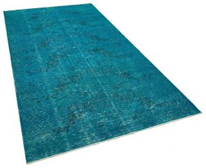 Vintage Tumbled Hand-Knotted Rug - 149 x 275 cm - Colorful Rugs & Carpets, Wool Rectangular Rugs 