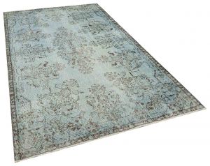 Real Hand-Knotted Vintage Tumbled Rug - 166 x 274 cm - Colorful Rugs & Carpets, Wool Rectangular Rugs 