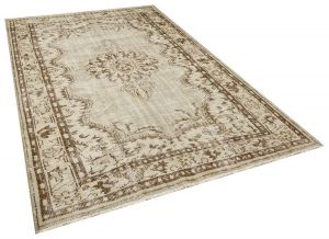 Real Hand-Knotted Vintage Tumbled Rug  186 x 275 cm - Colorful Rugs & Carpets, Wool Rectangular Rugs 