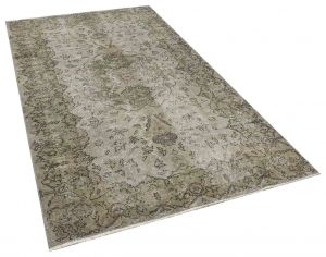 Vintage Tumbled Hand-Knotted Rug - 149 x 264 cm - Colorful Rugs & Carpets, Wool Rectangular Rugs 