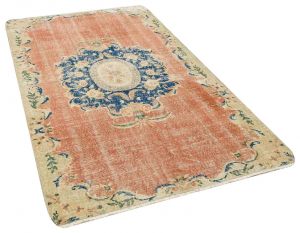 Vintage Hand-Knotted Rug with Unique Beauty - 137 x 228 cm - Colorful Rugs & Carpets, Wool Rectangular Rugs 