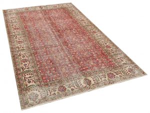 Real Hand-Knotted Vintage Tumbled Rug - 155 x 243 cm - Colorful Rugs & Carpets, Wool Rectangular Rugs 