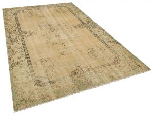 Real Hand-Knotted Vintage Tumbled Rug - 190 x 287 cm - Colorful Rugs & Carpets, Wool Rectangular Rugs 