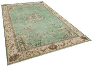 Vintage Tumbled Hand-Knotted Rug - 207 x 323 cm - Green Rugs & Carpets