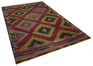Vintage Hand-Knotted Rug with Unique Beauty - 177 x 279 cm - Colorful Rugs & Carpets, Wool Rectangular Rugs 