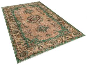 Real Hand-Knotted Vintage Tumbled Rug - 176 x 264 cm - Colorful Rugs & Carpets, Wool Rectangular Rugs 