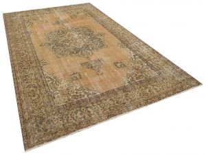 Vintage Tumbled Hand-Knotted Rug - 200 x 330 cm - Colorful Rugs & Carpets, Wool Rectangular Rugs 