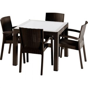 4-Person Patio Dining Set Brown