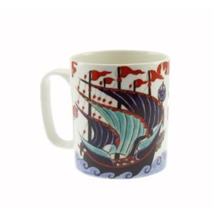 Porcelain Authentic Ship Pattern Mug - 8x8 - Blue Mugs