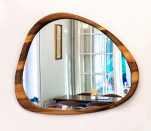 Amorf Mirror - 38x38 - Walnut Wall Mirrors