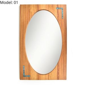 Large Rectangular Iroko Mirror - 48x48 - Brown Wall Mirrors