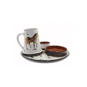 Porcelain Authentic Horse Pattern Set - 30x30 - Colorful Plates, Porcelain Plates | Loftry