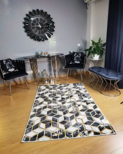 HONEYCOMB PATTERN NON-SLIP DOT BACKING DECORATIVE CARPET, Polyamide Living Room Rugs | Loftry
