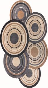 CIRCLES NON-SLIP FAUX LEATHER BACKING DECORATIVE AREA RUG, Polyamide LIVING ROOM RUGS | Loftry