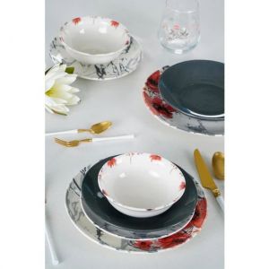 24 Piece Colorful Porcelain Dinnerware Set, Service for 6