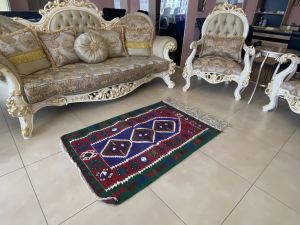 Multicolor Handwoven Turkish Prayer Kilim Rug, Boho Kilim