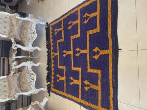Handwoven Turkish Kilim Rug, Boho Kilim, Purple-Amber