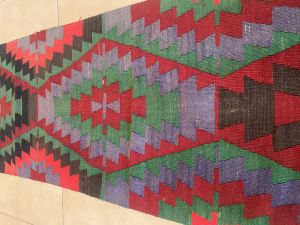 Handwoven Turkish Kilim Runner Rug, Boho Kilim