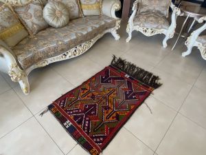 Ethnic Turkish Handwoven Prayer Kilim Rug, Boho Kilim, Carpet 