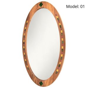 Hayali Large- Wooden Mirror - 49x49 - Walnut Wall Mirrors