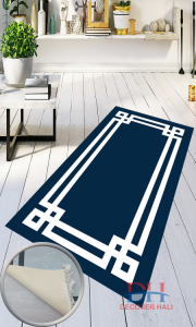 Hira Framed Dark Blue Rug & Carpet Series