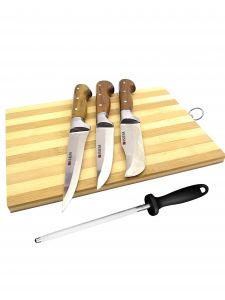 Surmene Original 5-Piece Knife Set including Cutting Board and Sharpening Rod