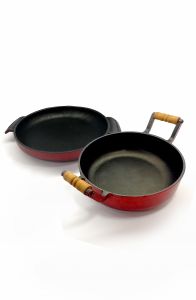 Cast Iron Cookware and Pan 2-piece Set Red
