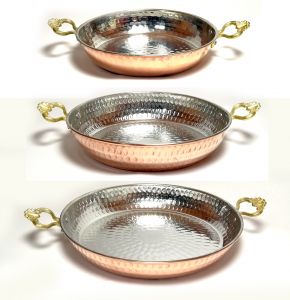 Traditional Turkish Copper Pans, Set of 3