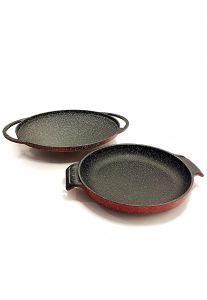 Pancake Flatbread Crepe Pan 34 Cm Real Cast Iron Pan 26 Cm Set of 2 Red
