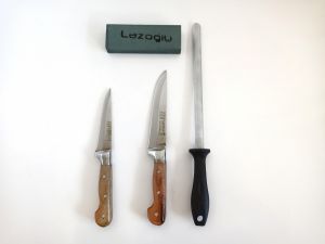 100% ORIGINAL 3-PIECE KNIFE SET WITH SHARPENING ROD