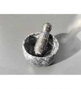 Bursa Black Marble Mortar and Pestle - 8x8 - Grey Utensils & Kitchen Gadgets