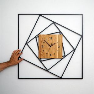 Wood-Metal Wall Clock  - 69x69 - Wooden Wall Clocks, Wood Wall Clocks