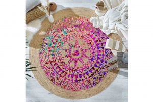 Neon Mandala Woven Rush Rug Living Room Rug | Loftry