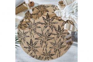 Black Palm Jute Knitted Carpet Straw Circle Rug | Loftry