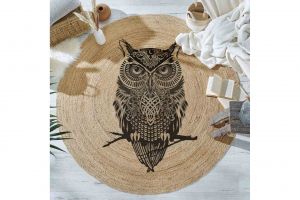 Owl Jute Knitted Carpet Straw Rug | Loftry