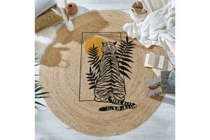 Abstract Jute Knitted Carpet Wicker Circle Rug | Loftry