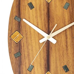 Oval Wooden Clock with Ceramics - 52x30 - Wooden Wall Clocks, Wood Wall Clocks