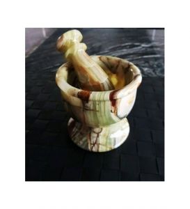 Onyx Natural Green Mortar and Pestle - 10x10 - Brown Utensils & Kitchen Gadgets, Marble Utensils & Kitchen Gadgets
