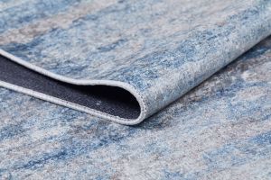 Modern Blue and Grey Washable Area Rug