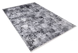 Modern Black and Anthracite Washable Area Rug