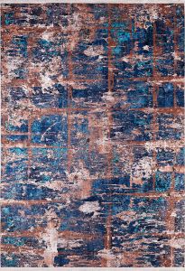 Modern Blue and Brown Washable Area Rug