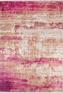 Modern Pink and Copper Washable Area Rug