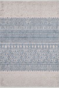 Bohemian Beige and Blue Washable Carpet